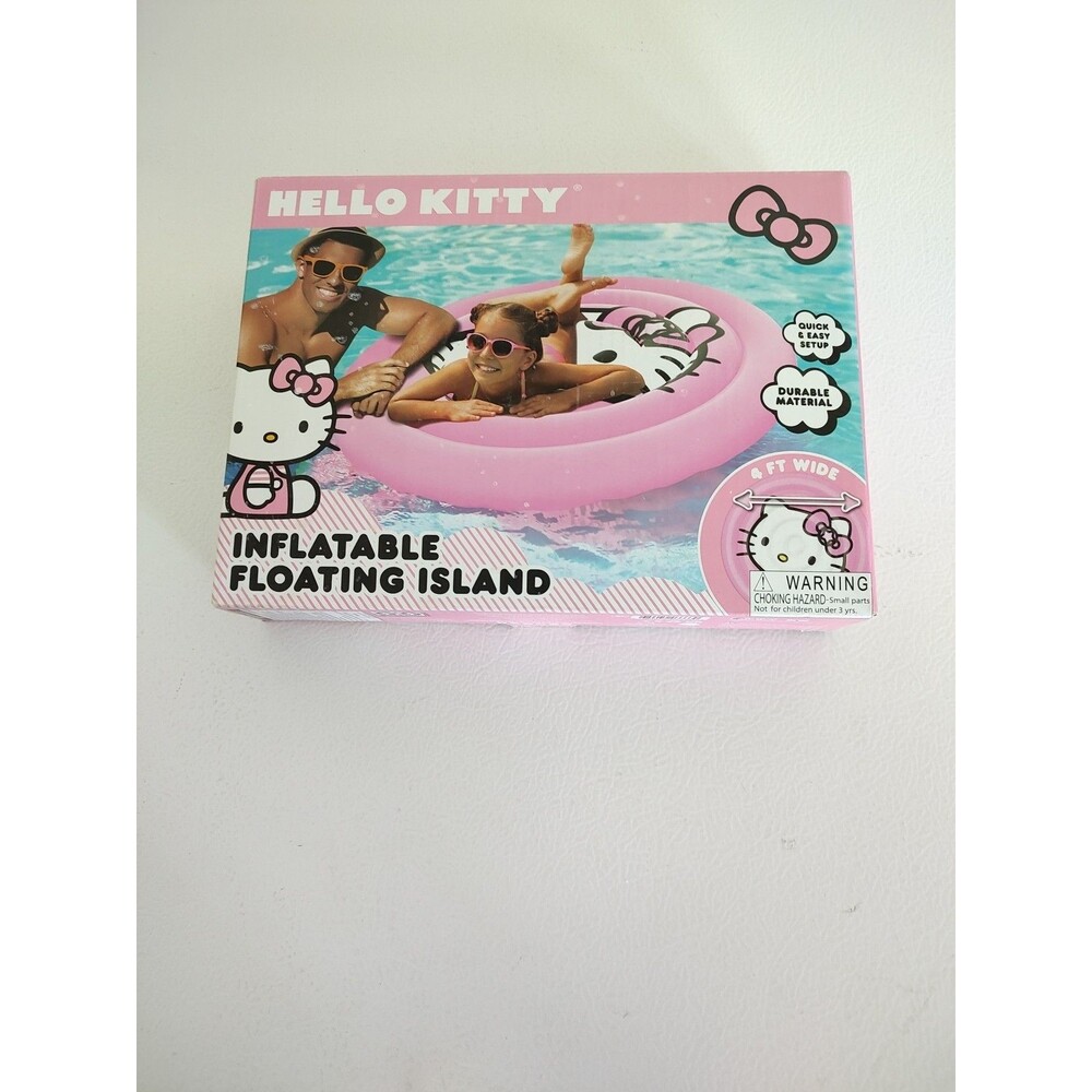 NEW Hello Kitty 4' Diameter Inflatable Floating Island Swimming Pool Float